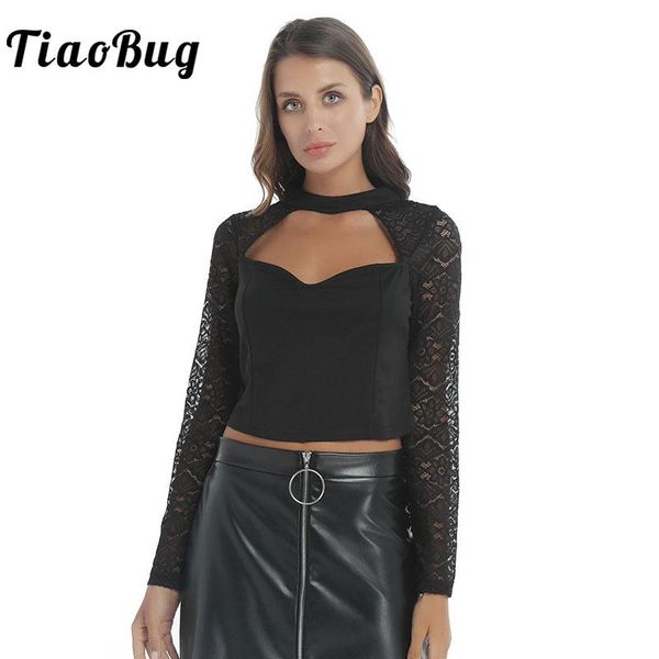 

women's t-shirt vintage casual short t-shirts women transparent lace long sleeve zipper slim crop ladies elegant gothic tee sh, White