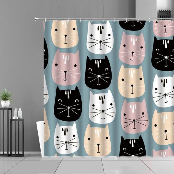 

shower curtains cartoon cat print lovely animals pattern children's bedroom bathroom curtain home waterproof fabric bath screen