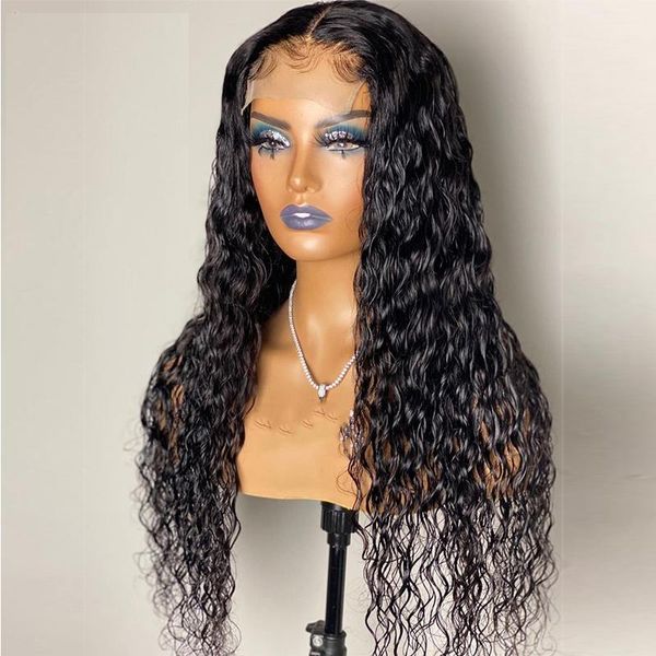 

preplucked natural black color glueless lace front wig synthetic loose wave for women with baby hair daily wear wigs