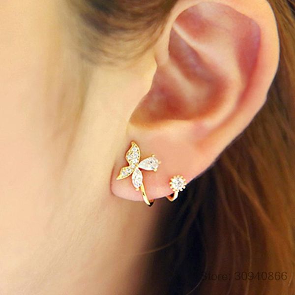 

arrival sell fashion butterfly 925 sterling silver ladies`stud earrings jewelry gift wholesale anti-allergic women girl stud, Golden;silver