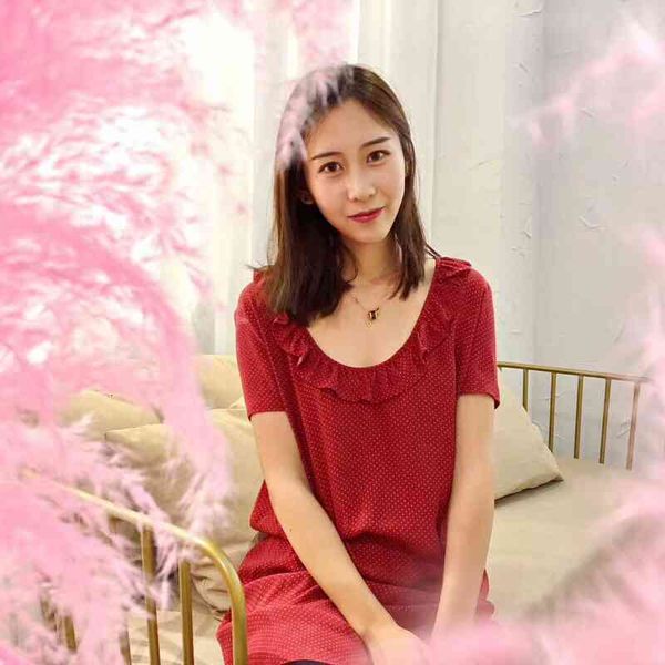 

dress polka dot short-sleeved neckline with frill lady office uupe, Black;gray