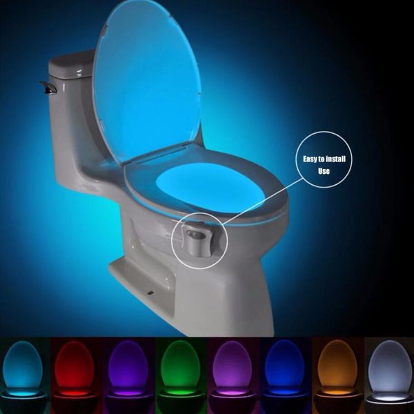 Smart PIR Sensore di movimento Sedile del water Luci notturne 8/16 colori Retroilluminazione impermeabile per water LED Luminaria Lampada WC Light