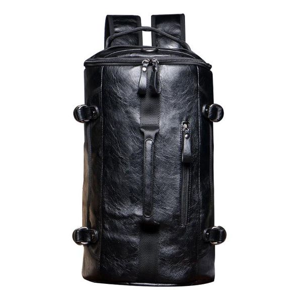 

backpack men large capacity travel black bags waterproof leather backpacks male zipper designer school men's bag