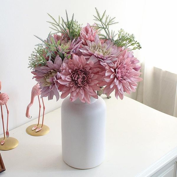 

artificial dahlia bouquets silk flowers wedding decoration flower bride holding bouquet pography props home display floral decorative & wrea