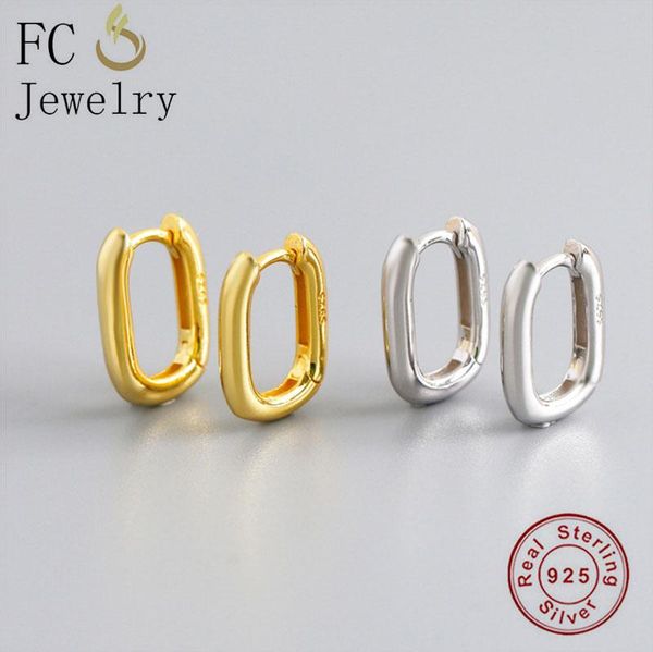 

jewelry 925 silver french gold color chic o geometrical brass piercing hoop earring for women girl brinco ear huggies 2021 & huggie, Golden;silver