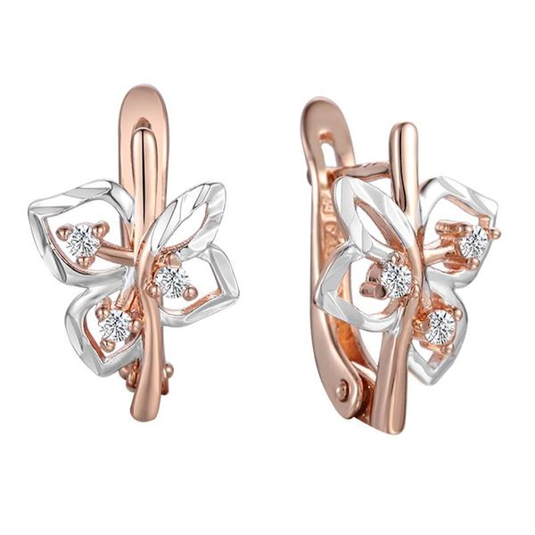 

dangle & chandelier fj women 585 rose white gold color stone flowers shaped drop earrings, Silver