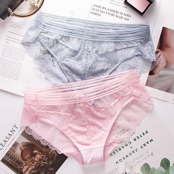 

women's panties lace for women underwear fashion transparent lingerie breathable hollow briefs low-rise female, Black;pink