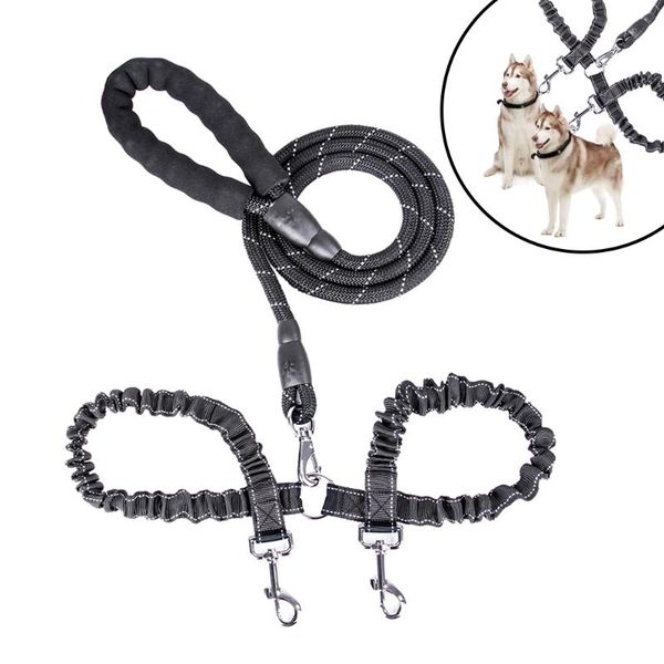 

reflectiveÂ dog leash longÂ retractable double leashÂ with comfortable padded foam handleÂ outdoor running leadÂ leash for large dog collars & le