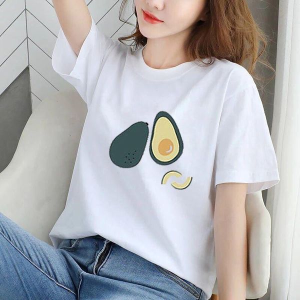

women's t-shirt 2021 white cute cartoon print girl loose casual shirt