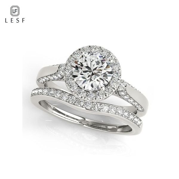 

cluster rings lesf arrival ring sets 925 sterling silver geometric with clear zircon for women engagement wedding jewelry, Golden;silver