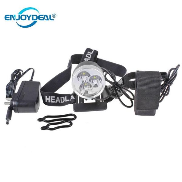 

in 1 super bright 6000 lumen 3x t6 led head front bicycle bike headlight lamp light headlamp 6400mah battery with charger torches
