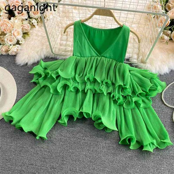 Elegante Frauen Schulterfrei Chiffon Bluse Fashion Solid Sommer Weißes Hemd Puffärmel Rüschen Vintage Crop Tops 210601