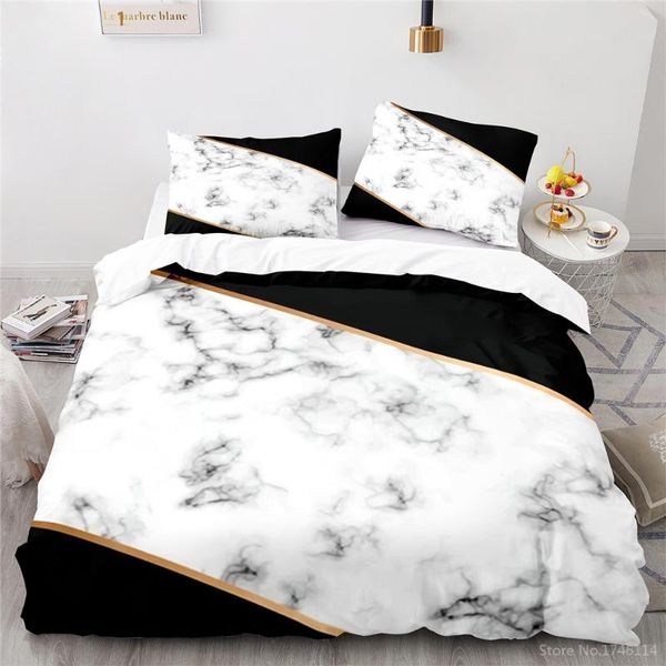 

bedding sets simple style black and white set geometry marbling print duvet cover home textile bedclothes twin full  king