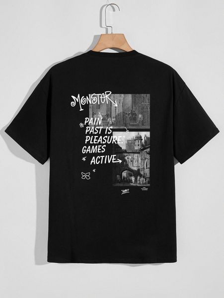 

men letter graphic round neck tee j8pg#, White;black