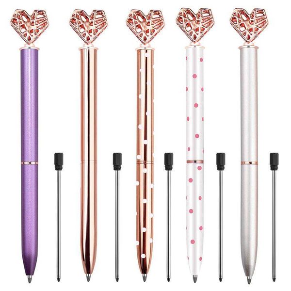 

5pcs big crystal diamond pen,heart shaped pen, metal ballpoint penschool u4ld pens, Blue;orange