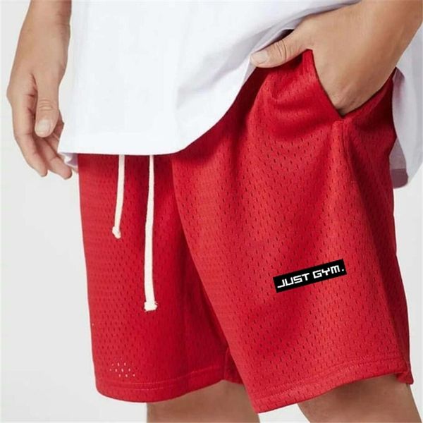 

men gym fitness shorts bodybuilding joggers summer fashion mesh quick-dry short pants male casual brand beach sweatpants 210421, White;black