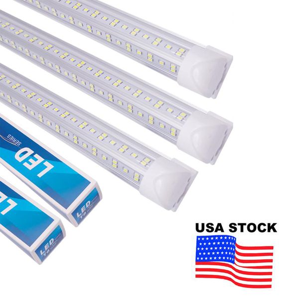 8FT LED Loja Luminária, T8 8 Pé 144W 14400LM 6000K tubo, tampa clara, forma V, branco frio, tubos luz, saída de altura, lâmpadas para garagem, 25 pc AC 85-265V usalight