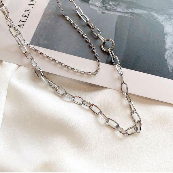 

pendant necklaces hip-hop multilayer necklace for women trendy gothic prom accessories simple sweater chain chokers design pendent party gif, Silver