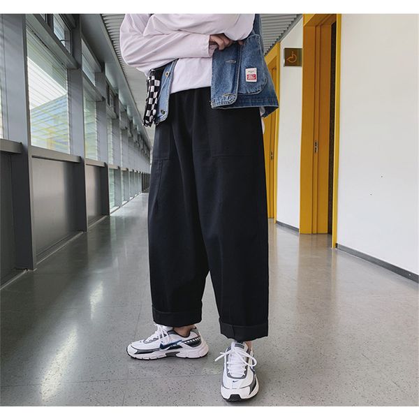 

pantlarge size and men's korean streetwear japanese casual pants, Black