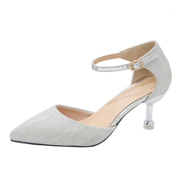

women shoes summer sandals 2021 fashion button woman party high heel tip fine-heeled chaussures femme1, Black
