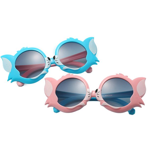 

5 colors infant baby girls boys summer sun glasses cartoon cat frame sun glasses for summer outdoor activities, White