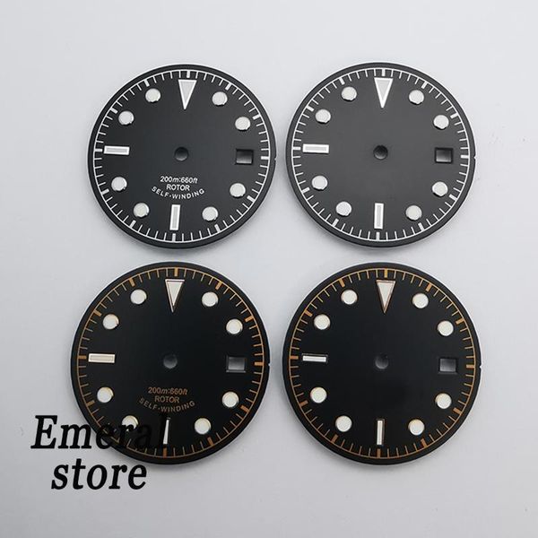 

repair tools & kits 30.5mm black sterile watch dial green luminous marks fit nh35 nh36 movement