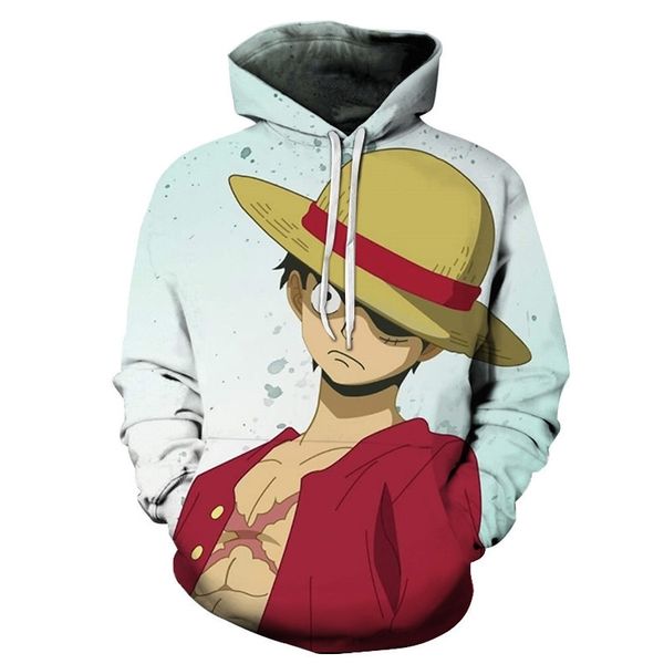 

pirate king printed sweater men's and women's animation 3d lovers hoodie, Black