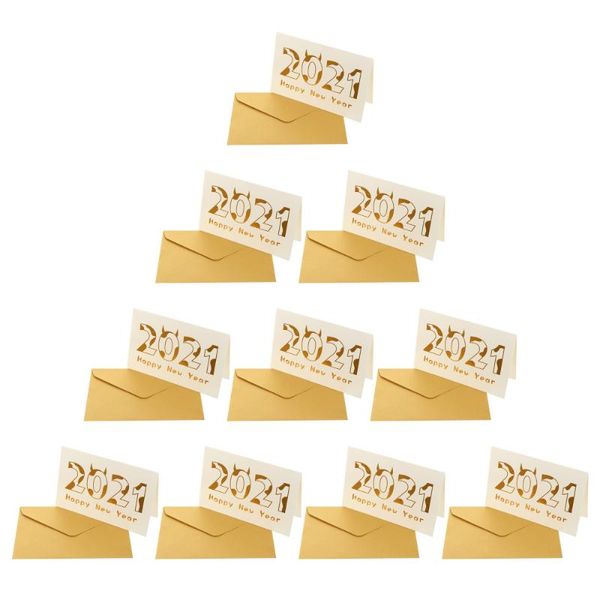 

greeting cards 10pcs gilding blessing 2021 year message with envelopes