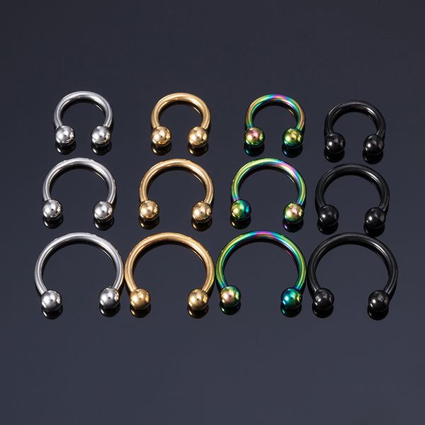 

nose ring stainless steel septum piercing lip studs cartilage earrings tragus ear horseshoe circular body jewelry, Silver