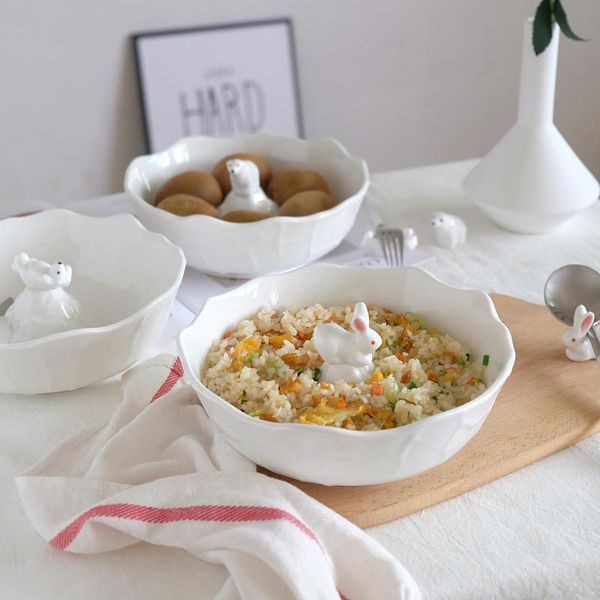 

cute ceramic bowl salad mixing cereal snack dessert smoothie japanese style ice cream talerze obiadowe tableware de50w bowls