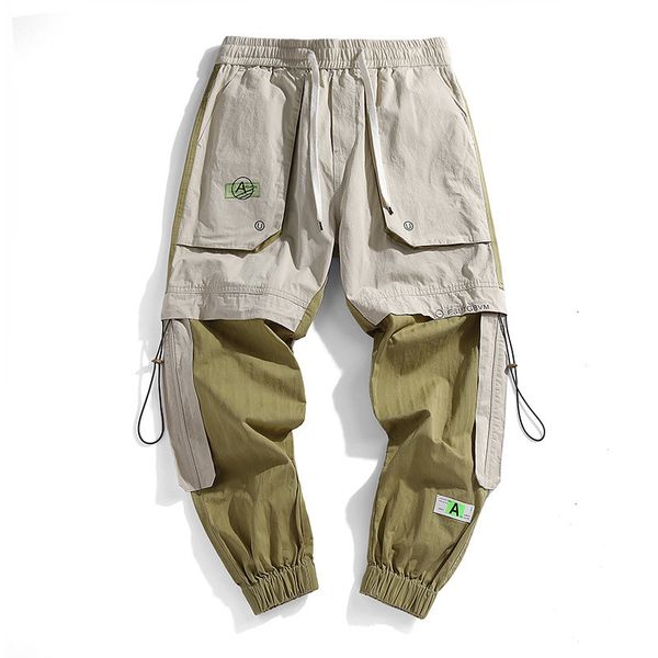 

pant arrival cotton hipping pockets full length men ins overalls trousers ul elastic waist army d9t2, Black