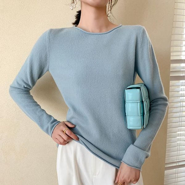 

women's sweaters 2021 fashion oneck long sleeve sweater for women 100% pure wool knitted jumpers female standard woolen pullovers, White;black
