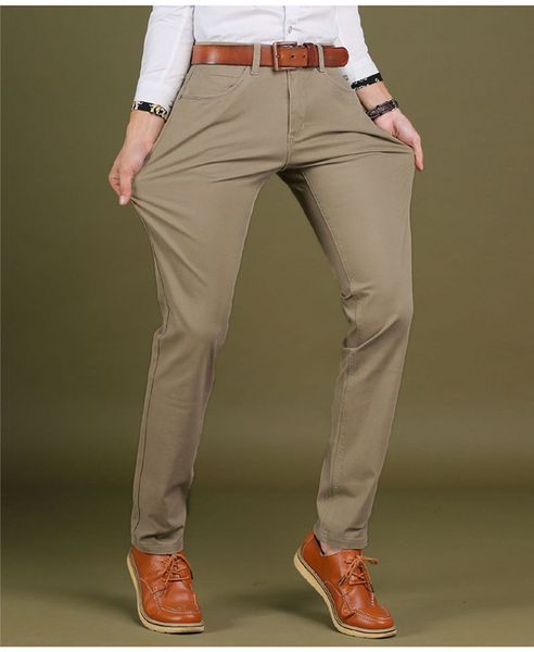 

pantmen's casual stretch cotton comfortable business straight black khaki blue pants size 46