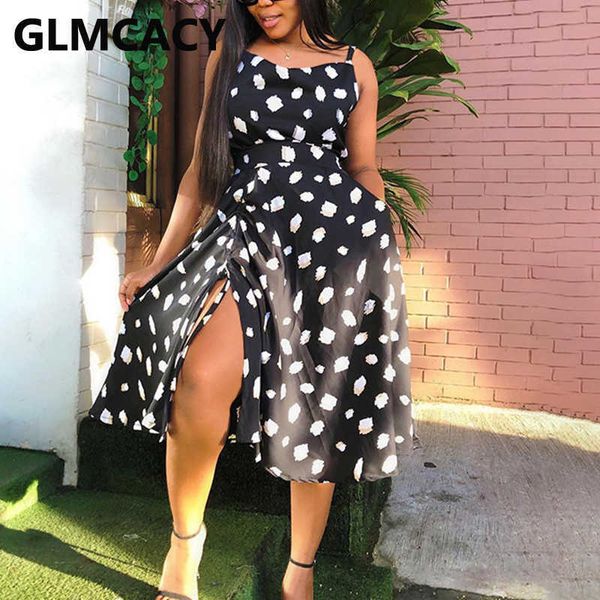 

spaghetti strap casual slit summer beach party dress 210702, Black;gray