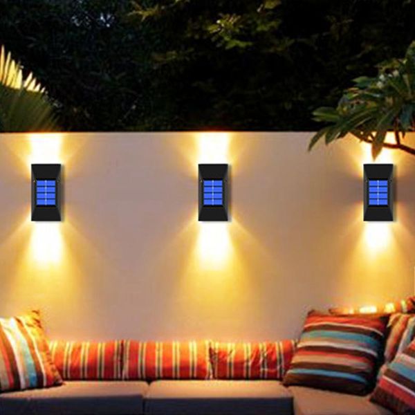 Lâmpadas de parede ao ar livre 2/6 LED lâmpada solar à prova d 'água iluminação de rua poderosas luzes poderosas para decoração de cerca de jardim