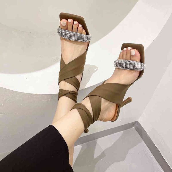 

dress shoes new summer women sandals bling crystal high heels shoes for ladies square toe satin outdoor wh0f, Black