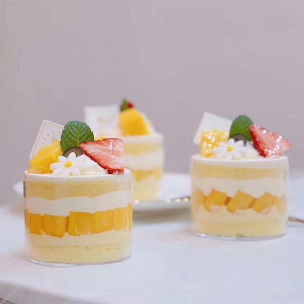 

disposable cups & straws 10pcs plastic clear trapezoidal square round transparent mousse dssert chocolate jelly food container
