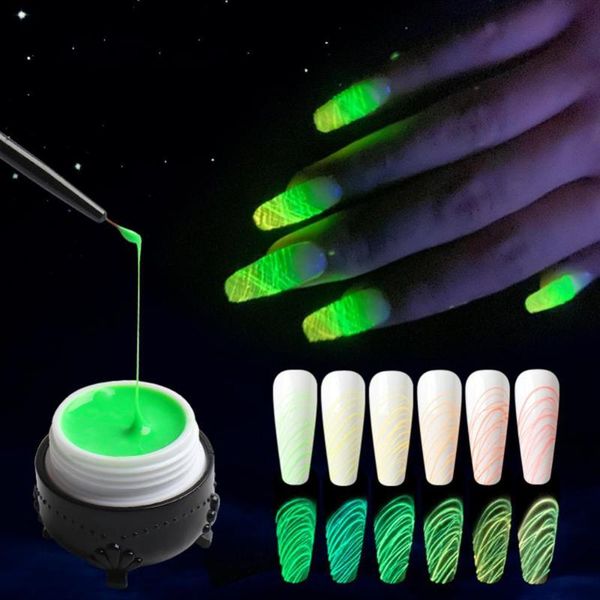 

nail gel luminous spider fluorescent neon effect art wire drawing pulling polish, Red;pink