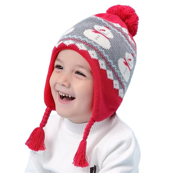 

hair accessories christmas gift toddler baby girls boys winter hat snowman warm knitted cap children for 6 month to 8 years old kids red, Slivery;white