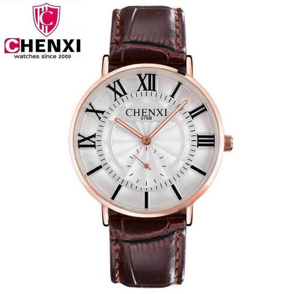 

wristwatches chenxi casual brand watches men brown leather strap roman numerals quartz watch business male gift bracelet wristwatch natate, Slivery;brown