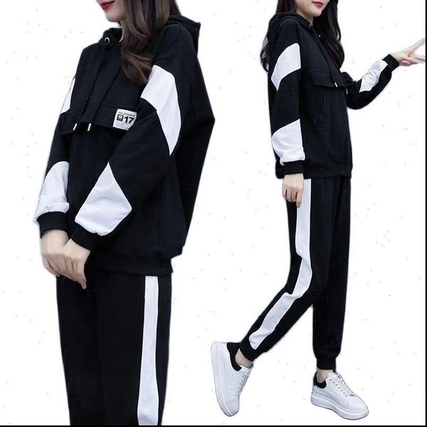 

tracksuit autumn large size women tracksuits loose pants were thin casual fashion sports two piece suit, Gray