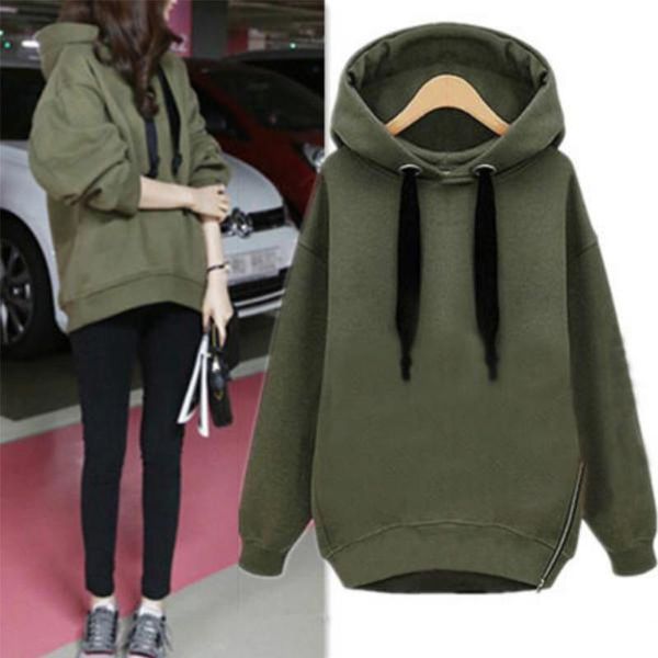 

women's hoodies & sweatshirts women oversized hoodie casual loose hooded sweatshirt fleece warm long sleeve pullover fashion autumn so, Black