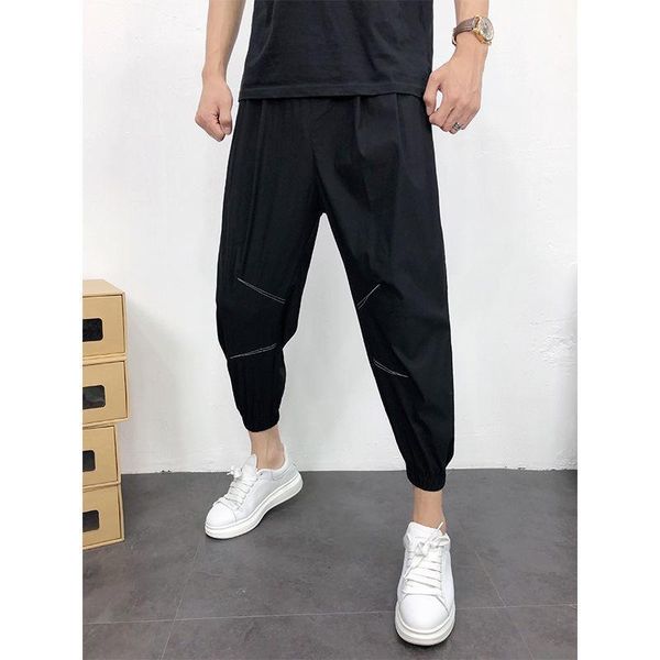 

men's pants summer cotton thin loose harem drape korean trend street style casual all-match trousers brand wear20, Black