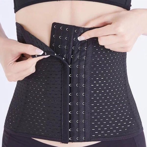 

women abdomen with breathable waist seal body fat burning slimming 6 rows 13 buckle for female fashion cummerbunds 2021 belts, Black;brown