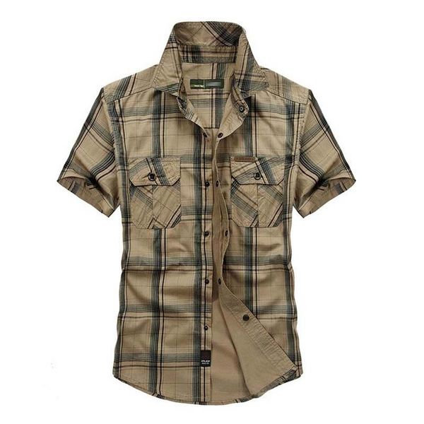 

shirt fashion summer shirt short sleeve men plaid cotton shirts military luxury brand clothing cardigan plus size -5xl, White;black