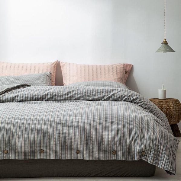 

bedding sets simple japanese style baroque bohemian yarn-dyed jacquard four-piece set housse de couette grey pink homestay el