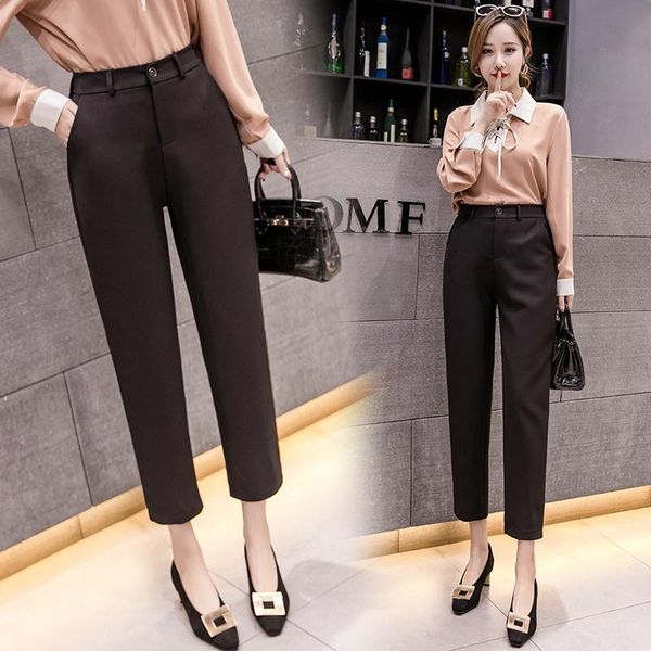 

women's pants & capris 2021 suit in spring and summer nine-minute straight barrel small feet high waist dressed black, Black;white