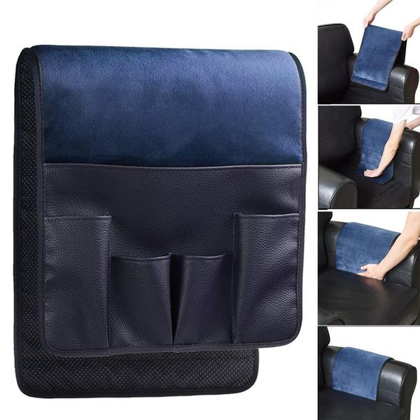 

storage bags dark blue velvet sofa couch chair armrest soft organizer holder remote control cell phone pockets book