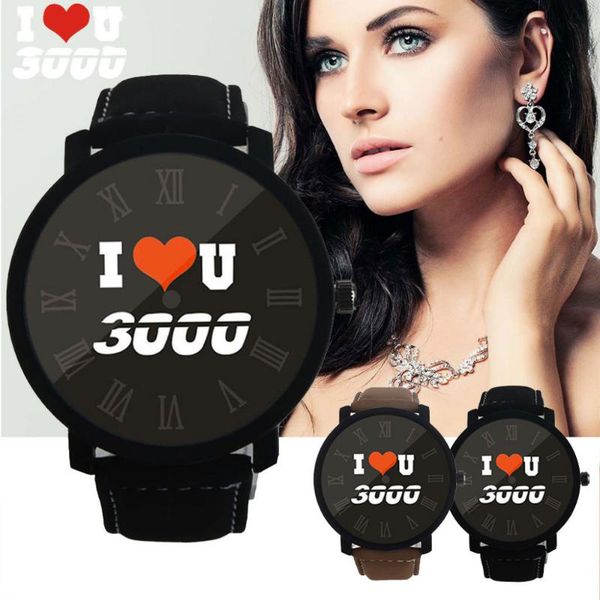 

love you 3000 fashion casual women's watches quartz wrist watch reloj hombre leather band analog men's clock ladies xb40 wristwatc, Slivery;brown