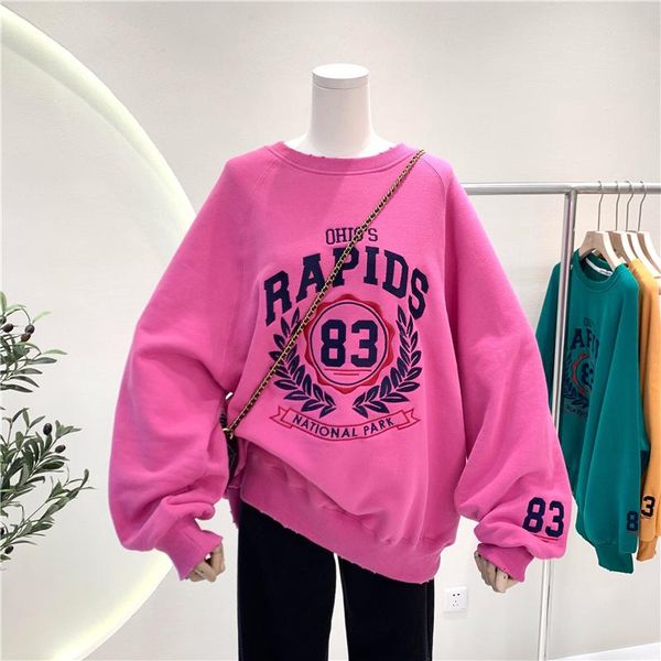

winter women's sherpa lined crewneck cotton sweatshirt oversized kpop loose fleece pullover coat heavyweight large size hoodies & sweat, Black